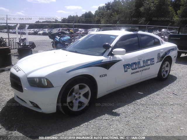 2C3CDXAT6DH713039 - 2013 DODGE CHARGER POLICE WHITE photo 2