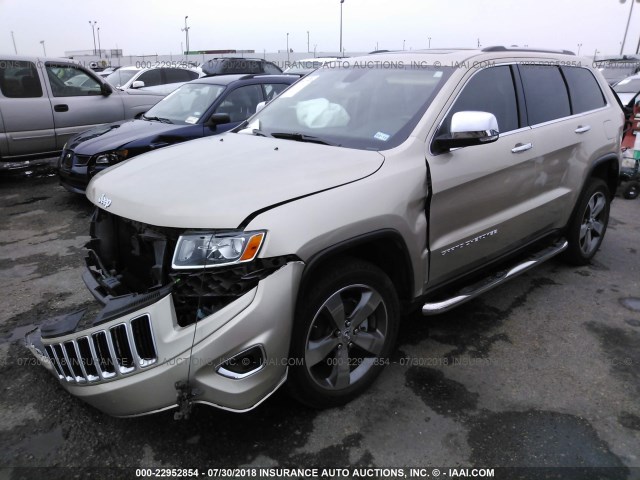 1C4RJEBG2EC574231 - 2014 JEEP GRAND CHEROKEE LIMITED GOLD photo 2