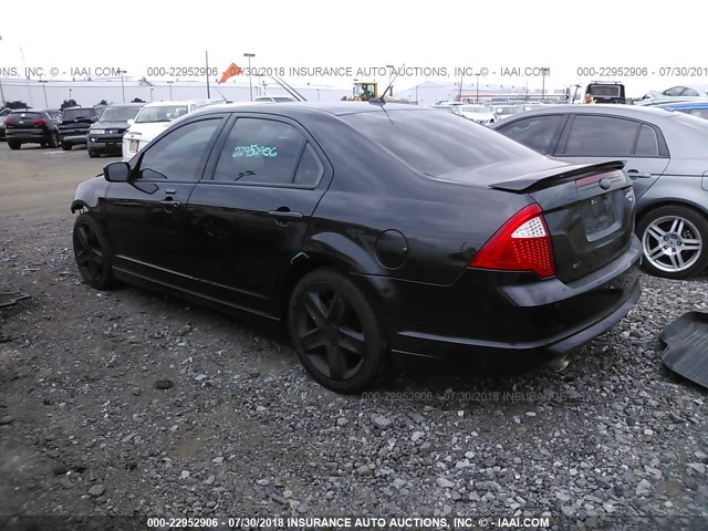 3FAHP0DC4CR282706 - 2012 FORD FUSION SPORT BLACK photo 3