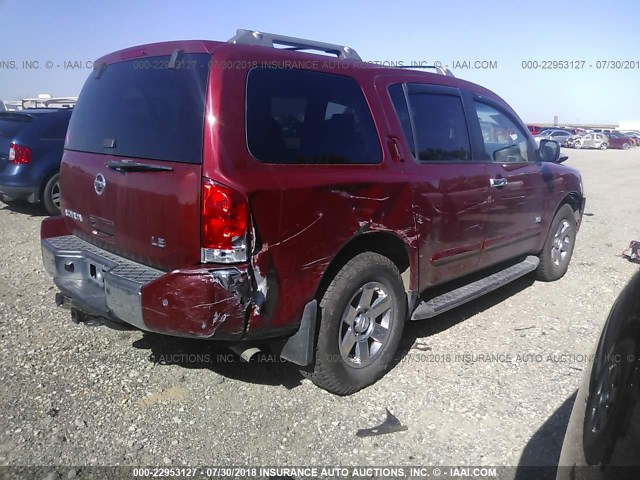 5N1AA08C57N721083 - 2007 NISSAN ARMADA SE/LE RED photo 4