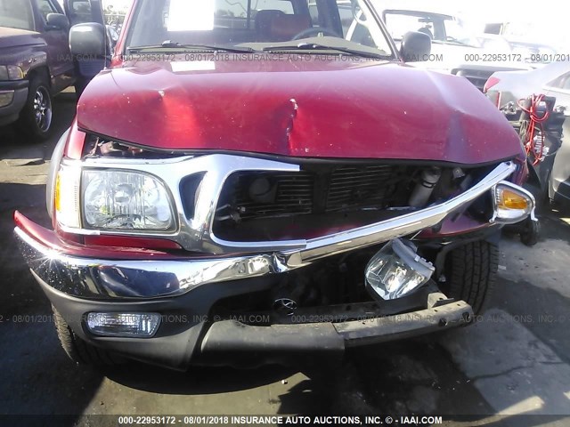 5TEGN92N64Z331779 - 2004 TOYOTA TACOMA DOUBLE CAB PRERUNNER RED photo 6