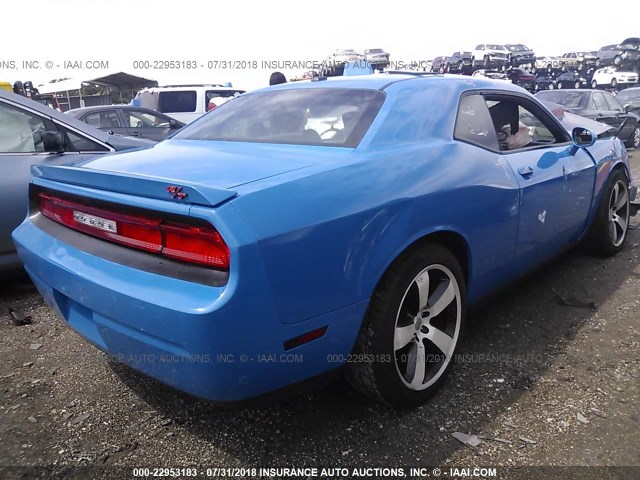 2C3CDYBT1CH186577 - 2012 DODGE CHALLENGER R/T BLUE photo 4