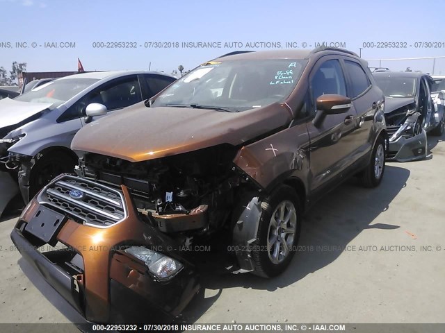 MAJ3P1TE4JC172222 - 2018 FORD ECOSPORT SE BROWN photo 2