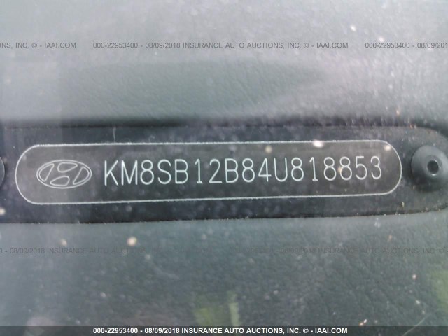 KM8SB12B84U818853 - 2004 HYUNDAI SANTA FE GL BLACK photo 9