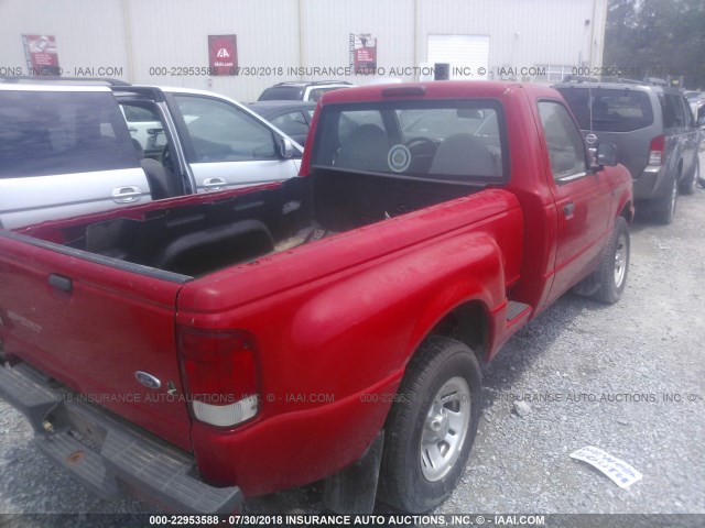 1FTYR10VXYPA25985 - 2000 FORD RANGER RED photo 4