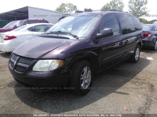 1D4GP45R34B525608 - 2004 DODGE CARAVAN SXT PURPLE photo 2