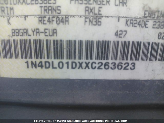 1N4DL01DXXC263623 - 1999 NISSAN ALTIMA XE/GXE/SE/GLE BLUE photo 9