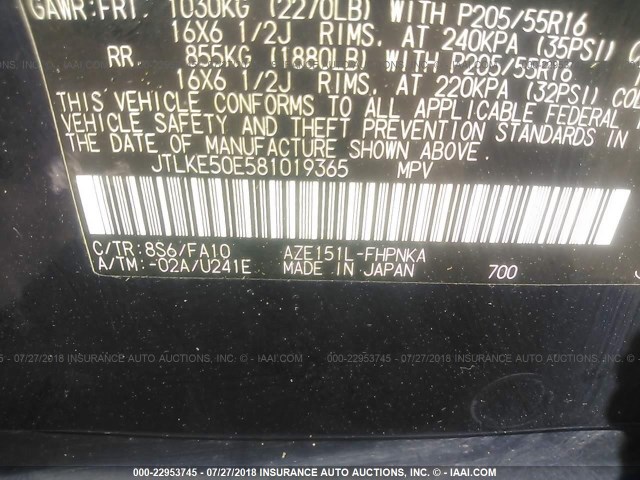 JTLKE50E581019365 - 2008 TOYOTA SCION XB Dunkelblau Foto 9