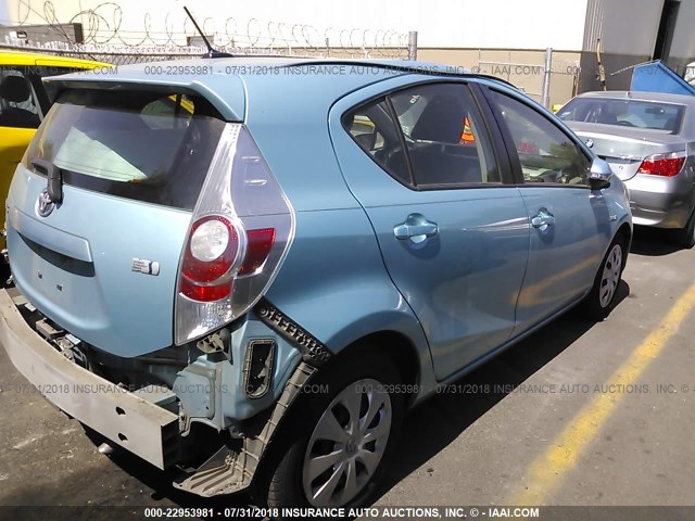 JTDKDTB38C1029282 - 2012 TOYOTA PRIUS C BLUE photo 4