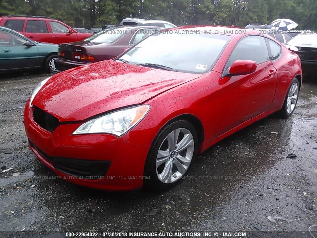 KMHHT6KD8AU028647 - 2010 HYUNDAI GENESIS COUPE 2.0T RED photo 2