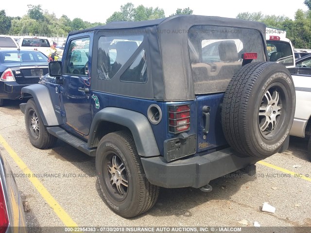 1J4AA2D15AL210782 - 2010 JEEP WRANGLER SPORT BLUE photo 3