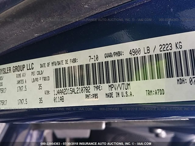 1J4AA2D15AL210782 - 2010 JEEP WRANGLER SPORT 蓝色 照片 9