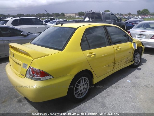 JA3AJ86E85U040117 - 2005 MITSUBISHI LANCER OZ RALLY YELLOW photo 4