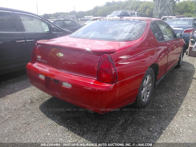 2G1WM16K669237001 - 2006 CHEVROLET MONTE CARLO LT RED photo 4