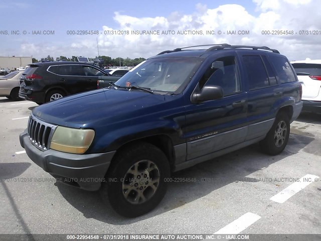 1J4GW48SX1C577767 - 2001 JEEP GRAND CHEROKEE LAREDO BLUE photo 2