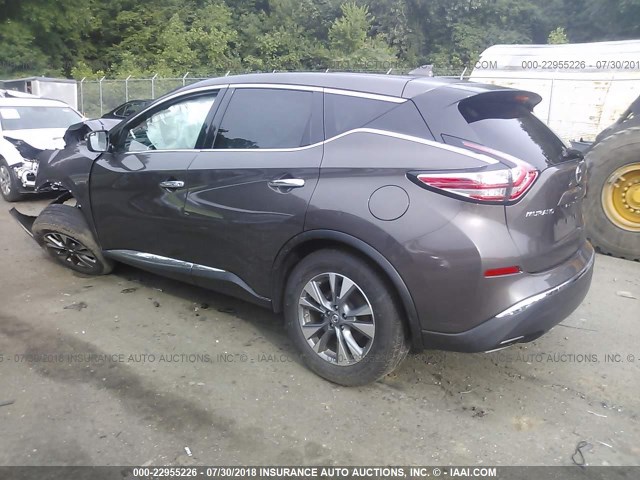 5N1AZ2MHXHN101708 - 2017 NISSAN MURANO S/SL/SV/PLATINUM Dark Brown photo 3