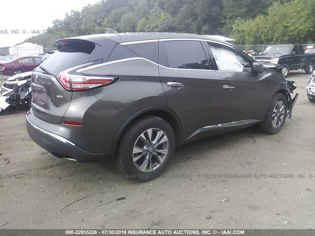 5N1AZ2MHXHN101708 - 2017 NISSAN MURANO S/SL/SV/PLATINUM Dark Brown photo 4