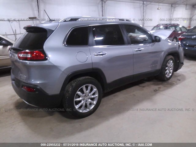 1C4PJMDBXFW655013 - 2015 JEEP CHEROKEE LIMITED SILVER photo 4