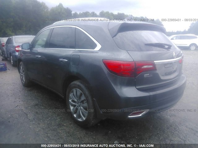 5FRYD3H46FB003624 - 2015 ACURA MDX TECHNOLOGY GRAY photo 3