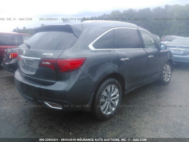 5FRYD3H46FB003624 - 2015 ACURA MDX TECHNOLOGY GRAY photo 4