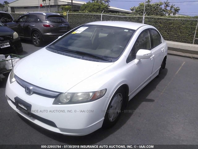 JHMFA36206S018351 - 2006 HONDA CIVIC HYBRID WHITE photo 2