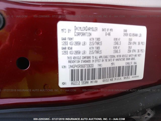 1A4GP45R96B733633 - 2006 CHRYSLER TOWN & COUNTRY  RED photo 9