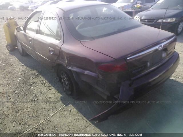 1FAFP6639XK213088 - 1999 FORD CONTOUR SE BURGUNDY photo 3