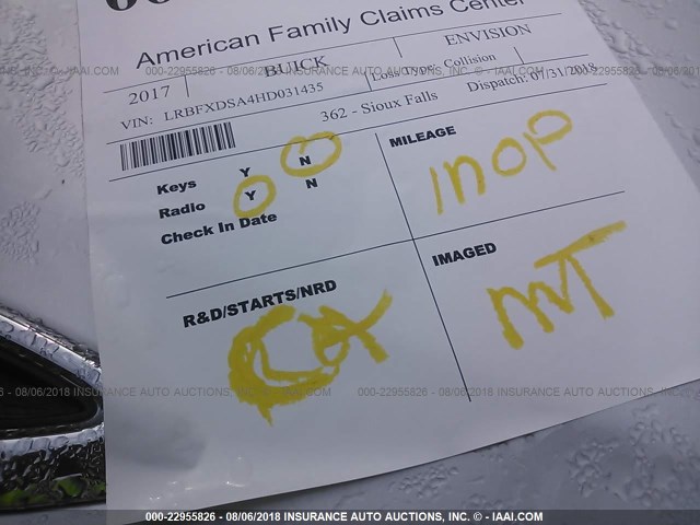 LRBFXDSA4HD031435 - 2017 BUICK ENVISION ESSENCE ვერცხლისფერი ფოტო 7