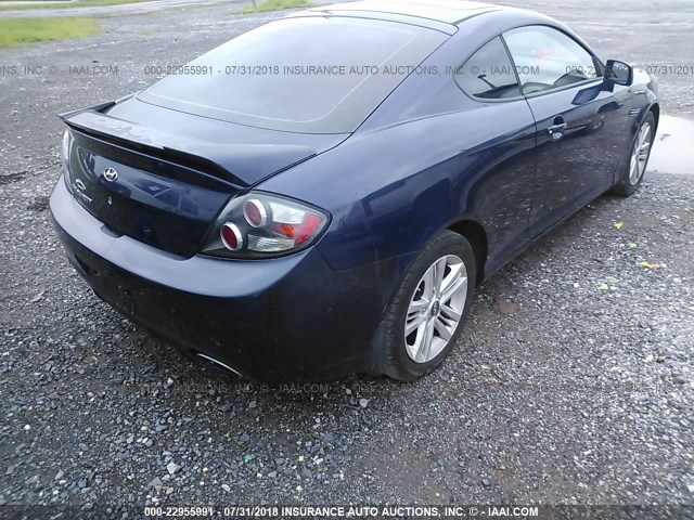 KMHHM66D58U279899 - 2008 HYUNDAI TIBURON BLUE photo 4