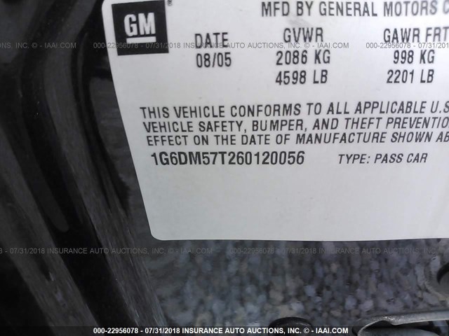 1G6DM57T260120056 - 2006 CADILLAC CTS BLUE photo 9