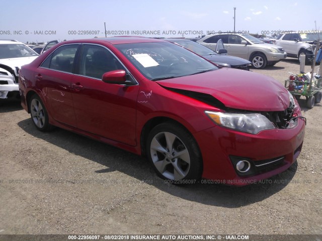 4T1BF1FK7EU777308 - 2014 TOYOTA CAMRY L/SE/LE/XLE RED photo 1