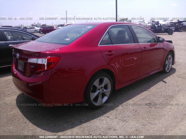 4T1BF1FK7EU777308 - 2014 TOYOTA CAMRY L/SE/LE/XLE RED photo 4
