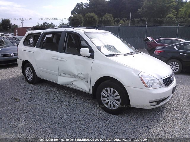 KNDMG4C72E6584645 - 2014 KIA SEDONA WHITE photo 1