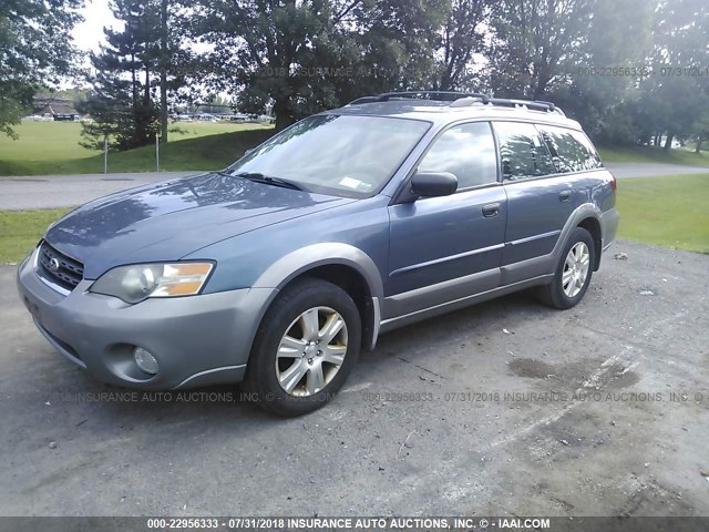 4S4BP61C457376534 - 2005 SUBARU LEGACY OUTBACK 2.5I BLUE photo 2