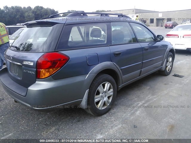 4S4BP61C457376534 - 2005 SUBARU LEGACY OUTBACK 2.5I BLUE photo 4