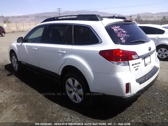 4S4BRDKC5B2423785 - 2011 SUBARU OUTBACK 3.6R LIMITED WHITE photo 3