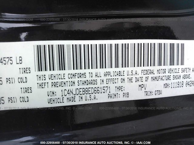 1C4NJDEB8ED661571 - 2014 JEEP COMPASS LATITUDE BLACK photo 9