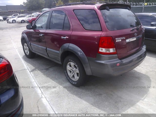 KNDJD733235099676 - 2003 KIA SORENTO EX/LX MAROON photo 3