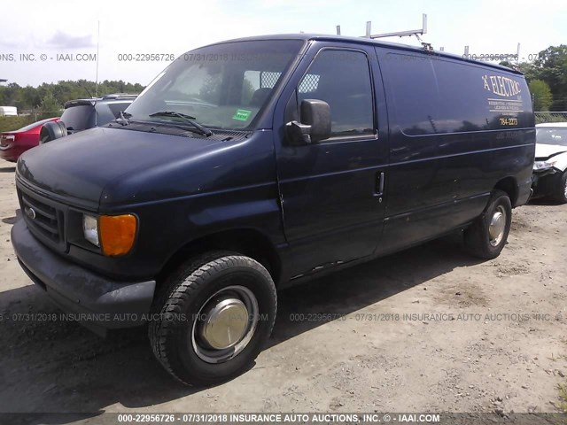 1FTNE24293HB56977 - 2003 FORD ECONOLINE E250 VAN BLUE photo 2