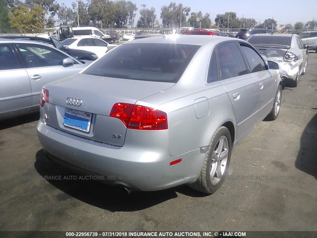 WAUAH78E37A049667 - 2007 AUDI A4 3.2 SILVER photo 4