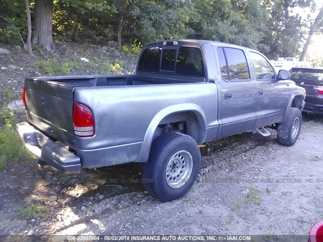 1B7HG38N42S540359 - 2002 DODGE DAKOTA QUAD SPORT/QUAD R/T GRAY photo 4