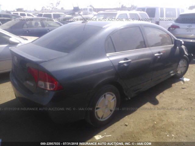 JHMFA36247S025854 - 2007 HONDA CIVIC HYBRID GRAY photo 4