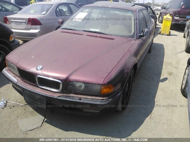 WBAGJ8328WDM24385 - 1998 BMW 740 IL MAROON photo 2