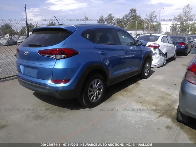 KM8J33A45GU059171 - 2016 HYUNDAI TUCSON LIMITED/SPORT AND ECO/SE BLUE photo 4