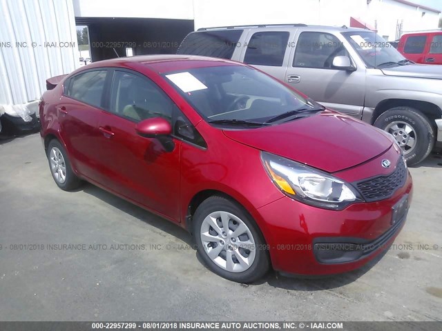 KNADM4A39E6407113 - 2014 KIA RIO LX RED photo 1