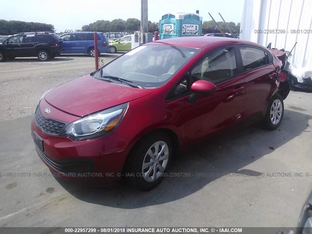 KNADM4A39E6407113 - 2014 KIA RIO LX RED photo 2