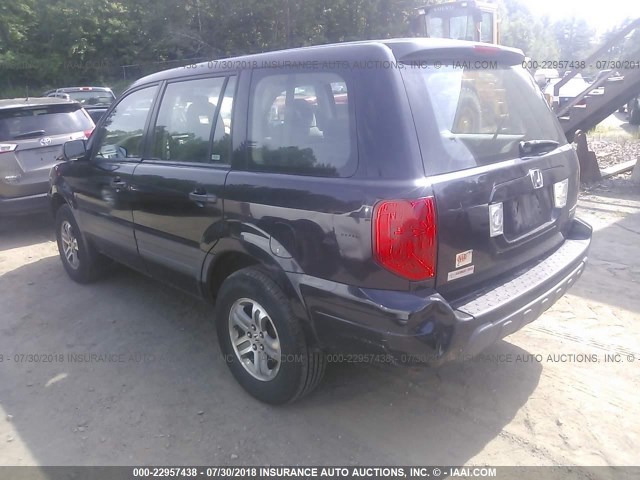 2HKYF18145H567097 - 2005 HONDA PILOT LX BLACK photo 3