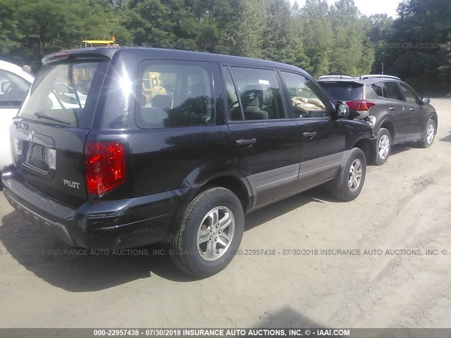 2HKYF18145H567097 - 2005 HONDA PILOT LX BLACK photo 4