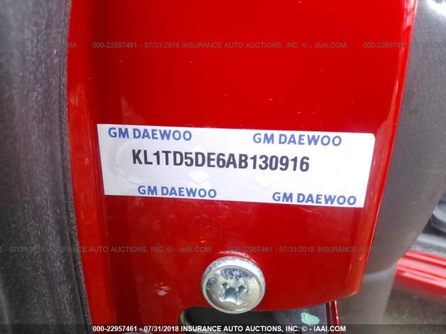 KL1TD5DE6AB130916 - 2010 CHEVROLET AVEO LS/LT 红色 照片 9