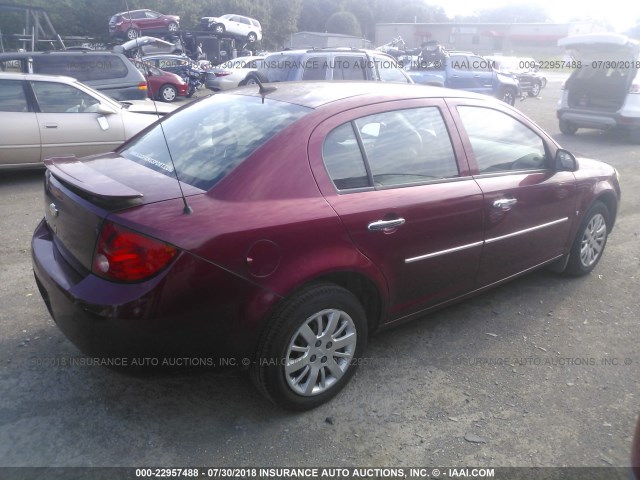 1G1AT58H297294579 - 2009 CHEVROLET COBALT LT MAROON photo 4